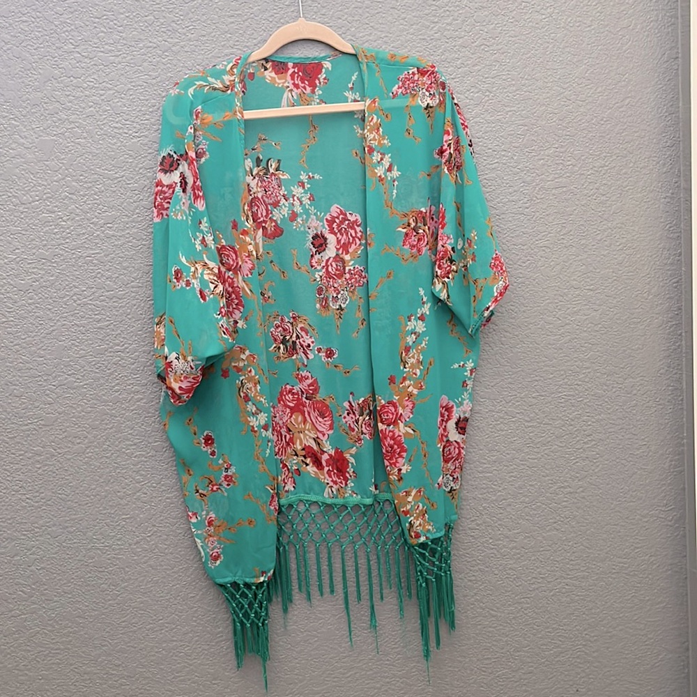Teal swim wear cover up size L